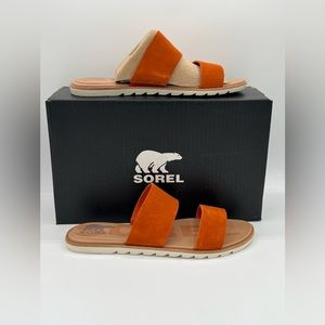 Sorel Women's Ella II Slide Slip On Flat Sandal Desert Sun, Chalk Size 10M